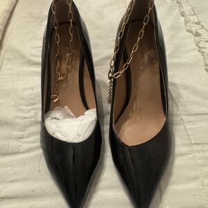 Latasha Elegant Black Chain-Embellished Women's Shoes